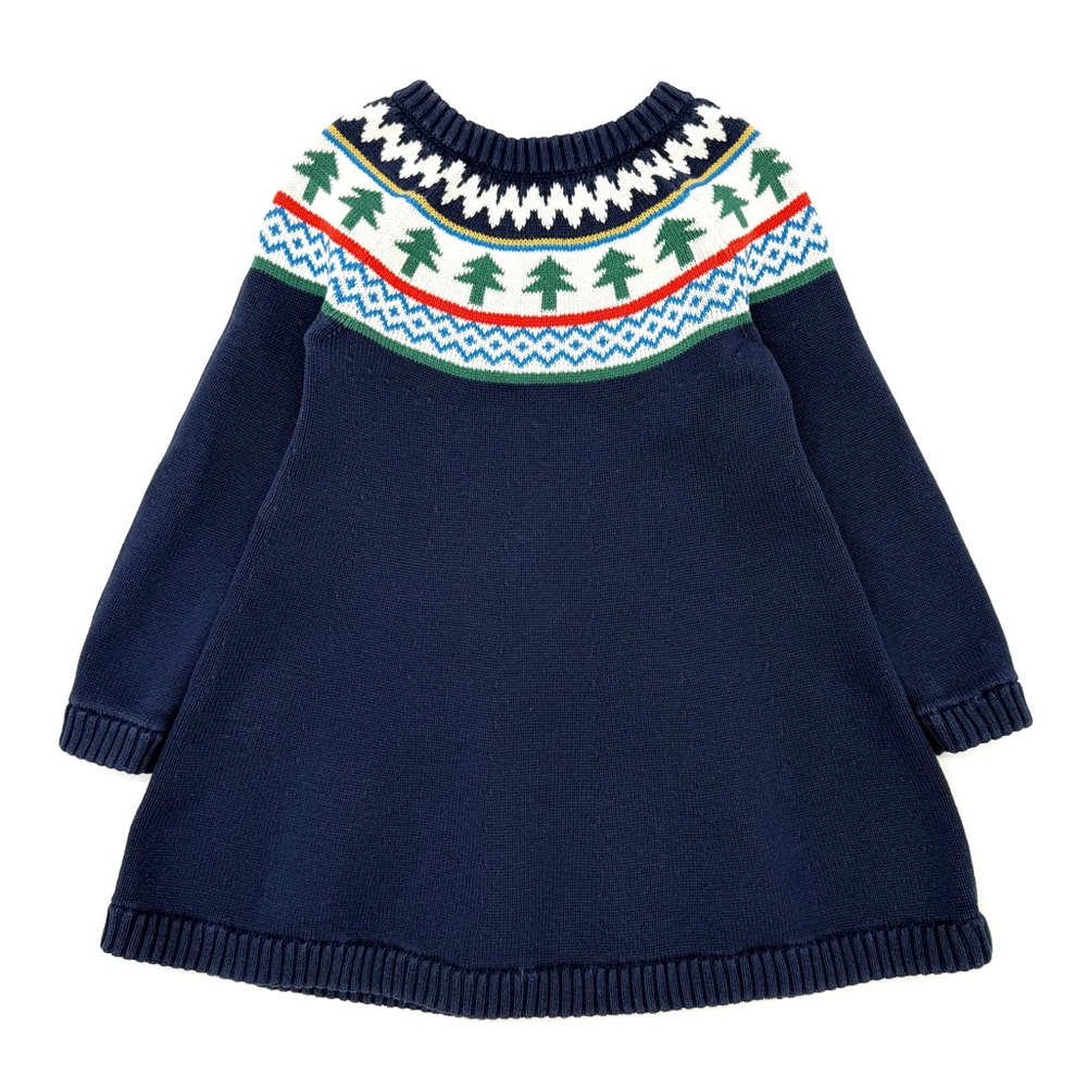 GUC Hanna Andersson Little Girls Christmas Fair Isle Sweater Dress in Navy 5